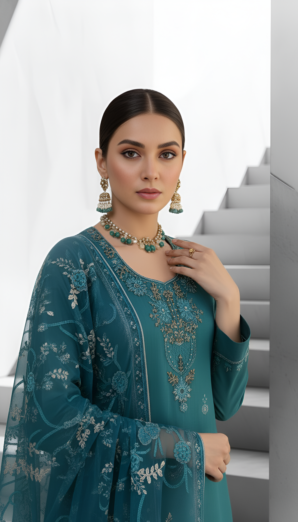 Teal Elegance – 3-Piece Unstitched